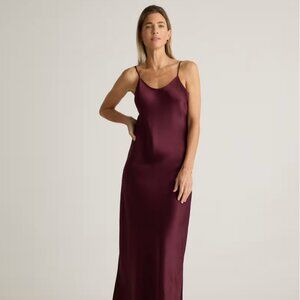 (NWT) Quince 100% Washable Silk Maxi Wine-Colored Slip Dress in XS